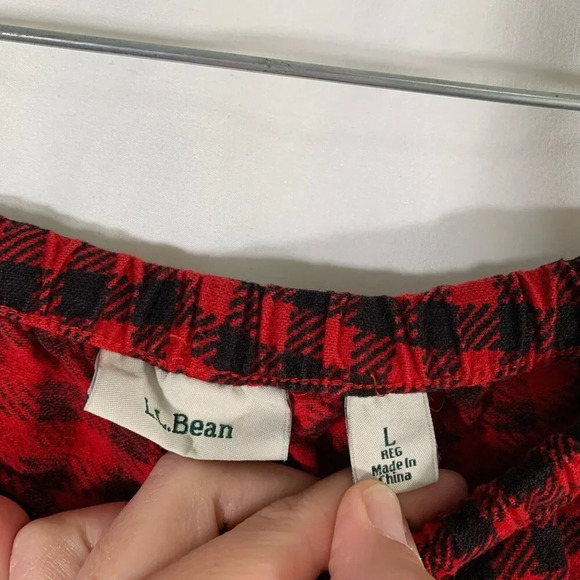 LL Bean Pajama pants Women's Large Red Plaid Drawstring Pull On No Pockets - Picture 4 of 8